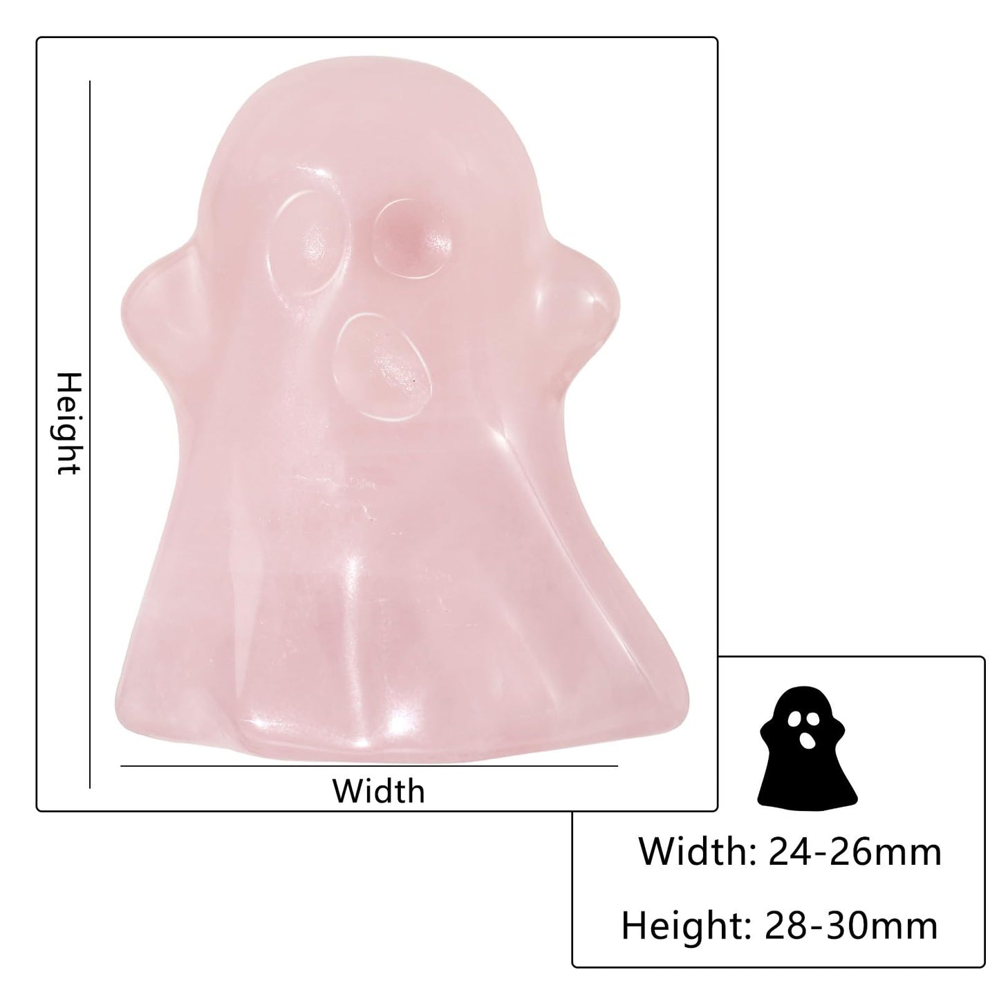 TUMBEELLUWA 2PCS Halloween Ghost Figurine Carved Crystal Statue Energy Stone Mini Collectible Sculpture Ornament for Haunted House Mantel Decor, Rose Quartz