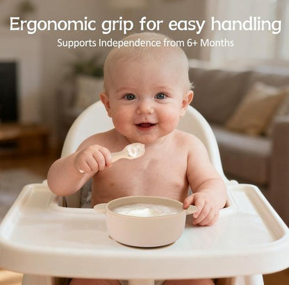 Eascrozn Baby Spoons - Self-Feeding Utensils for 6+ Months | BPA-Free Silicone, 6-Pack Set
