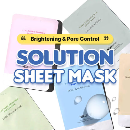 NEXTBEAU Korean Facial Sheet Mask Variety Pack - 10 Count (5 Types x 2 Sheets) for Daily Skincare