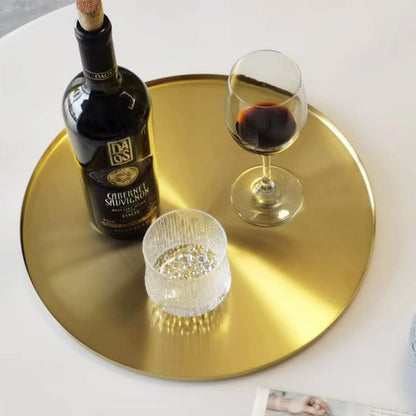 FREELOVE Gold Serving Tray, Decorative Platters and Trays for Perfume Jewelry Comestics Food Coffee Tea Candle, Bath Vanity Counter Bathroom Table (Light Gold, 14 inch)