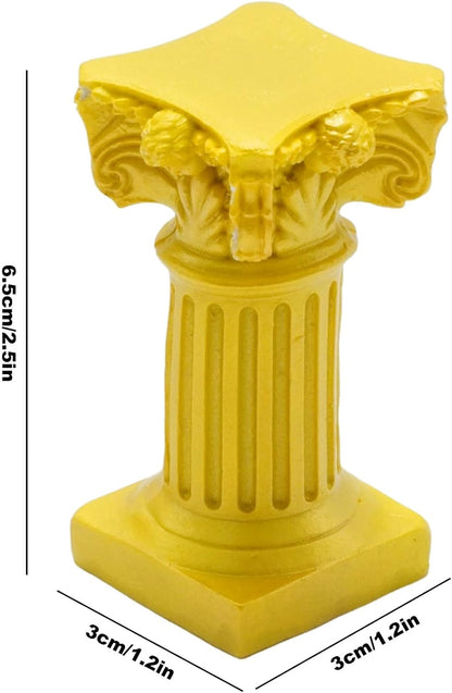 Saihisday Miniature Roman Pillar Candle Holders - 5Pcs Resin Greek Column Figurines for Wedding & Christmas Decor | Yellow