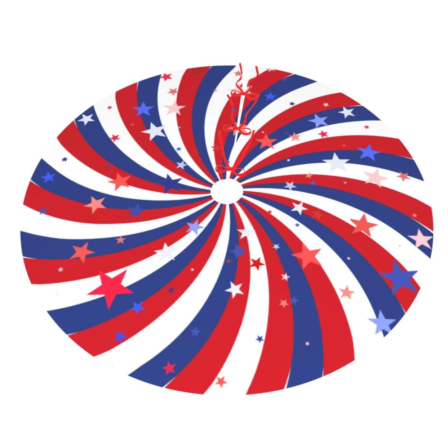 Patriotic Pinwheel Star Flag Christmas 36 Inch Christmas Tree Skirt Carpet Mat Funny Party Soft Cover Mat Decor Supplies for Xmas Halloween Decorations Occasion Farmhouse