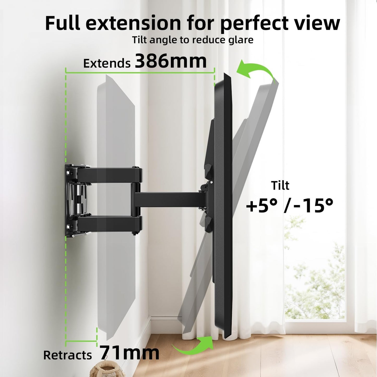 USX MOUNT Full Motion TV Wall Mount - Fits 42-82 Inch TVs Up to 120lbs | Articulating Swivel & Tilt