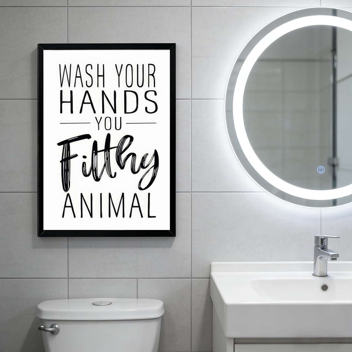 XRNDUYZP Black and White Bathroom Canvas Wall Art - Funny Quotes Poster Print for Kids' Washroom | 8x10 in