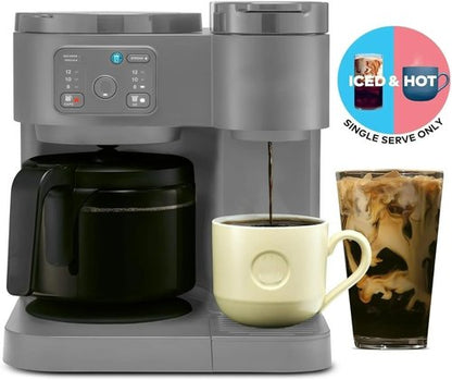 K-Duo Essentials Coffee Maker - Versatile Hot & Iced Drinks | 72 oz Reservoir, Gray Finish