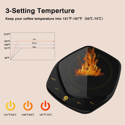 Coffee Mug Warmer with Auto Shut Off for Desk, Temperature-Controlled Smart Cup Warmer, Electric Tea & Espresso Beverage Warmers for Heating Coffee, Tea, Water, Milk (Black - 12oz)