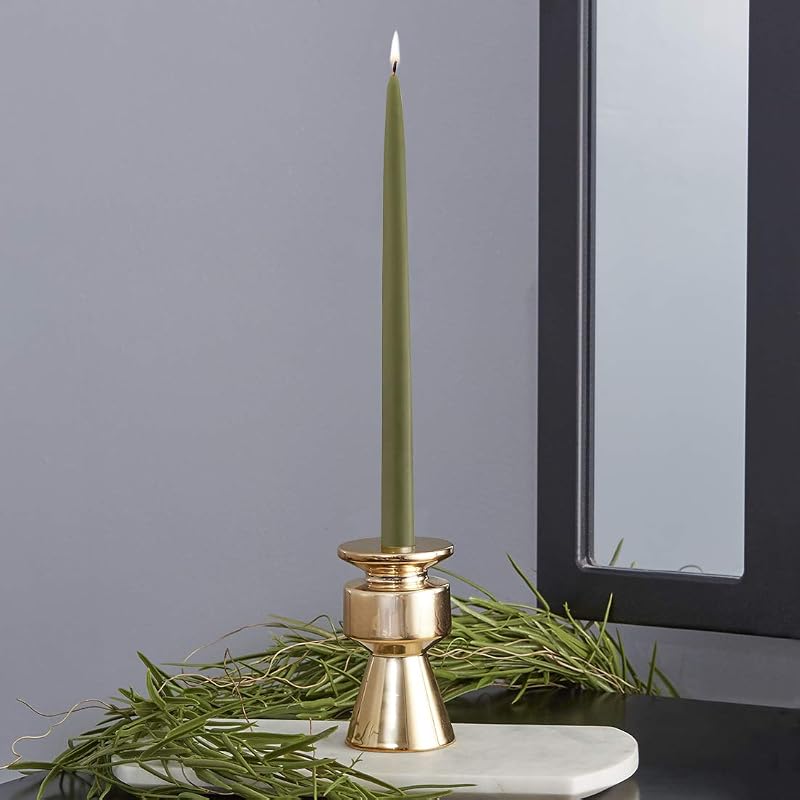 Unscented Taper Candles, 12" Dark Olive - 12-Count (Variation: Dark Olive + Contemporary)