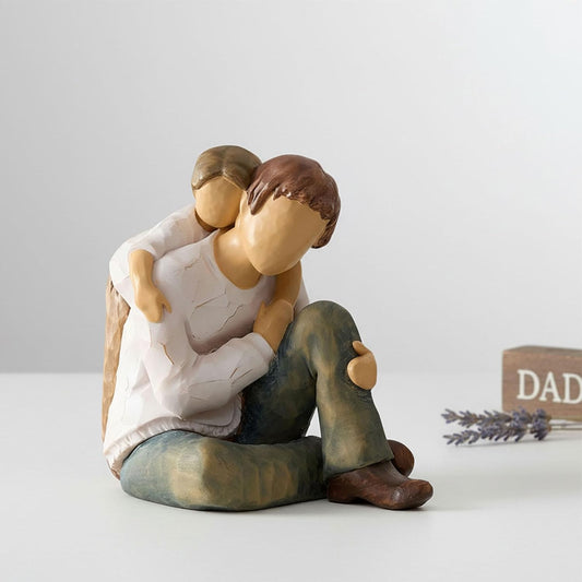 NAN ZAI NAN FANG Father Daughter Figurine - Personalized Resin Sculpture for Dad | 4.7" Hand-Painted Gift