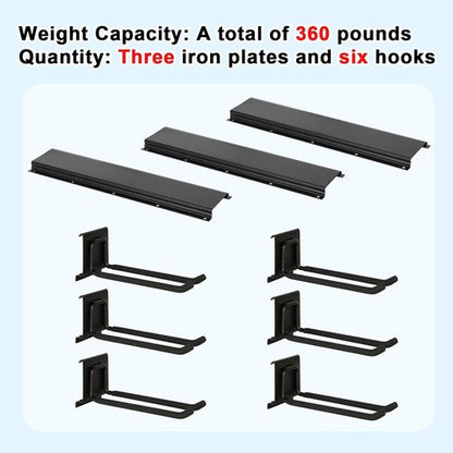 Garage Tool Organizer by [Brand Name] - Wall Mount with 6 Heavy-Duty Hooks | 360lbs Capacity for Broom, Rake & Snow Equipment