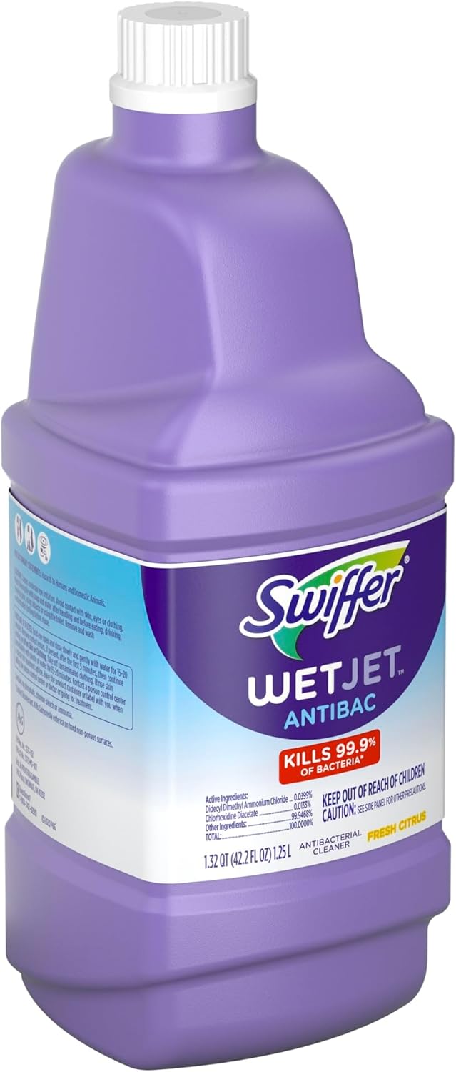 Swiffer WetJet Antibacterial Floor Cleaning Solution - All-Purpose Multi-Surface, Fresh Citrus, 1.25L