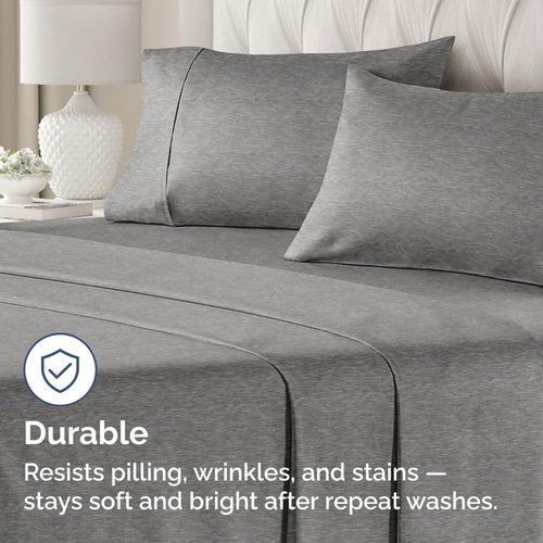 King Pillow Cases by [Brand Name] - Ultra Soft Hotel Quality Covers | Comfy, Cozy & Wrinkle-Free | 4-Piece Set in Heathered Grey