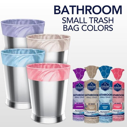 Color Scents 4 Gallon Garbage Bags – Small Scented Trash Bags for Bathroom & Bedroom| 720 Count | Twist Tie | Collection | Made in USA