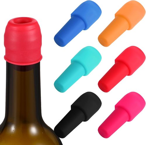 6PCS Silicone Wine Stopper, Wine Bottle Stopper Reusable Wines Stoppers for Wines Bottles WineBottle Seal Stoppers Covers for Champagne Beer Home Kitchen Bars Keeping WineChampagnes Fresh