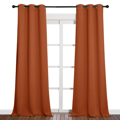 NICETOWN Halloween Room Darkening Drapes for Nursery - Light Blocking Curtain Panels for Bedroom Girl Room, Soft Fabric Window Treatment (Burnt Orange, 42 inches Width by 90 inches Length, 1 Pair)