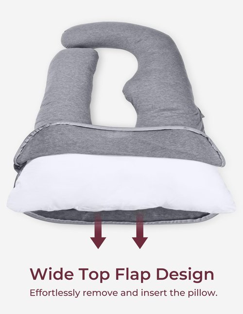 Momcozy Pregnancy Pillow Cover u Shaped, 57-inch Large Pregnancy Body Pillowcase Removable, Soft & Machine Washable Replacement Cover Fits Most 55/57 Inch