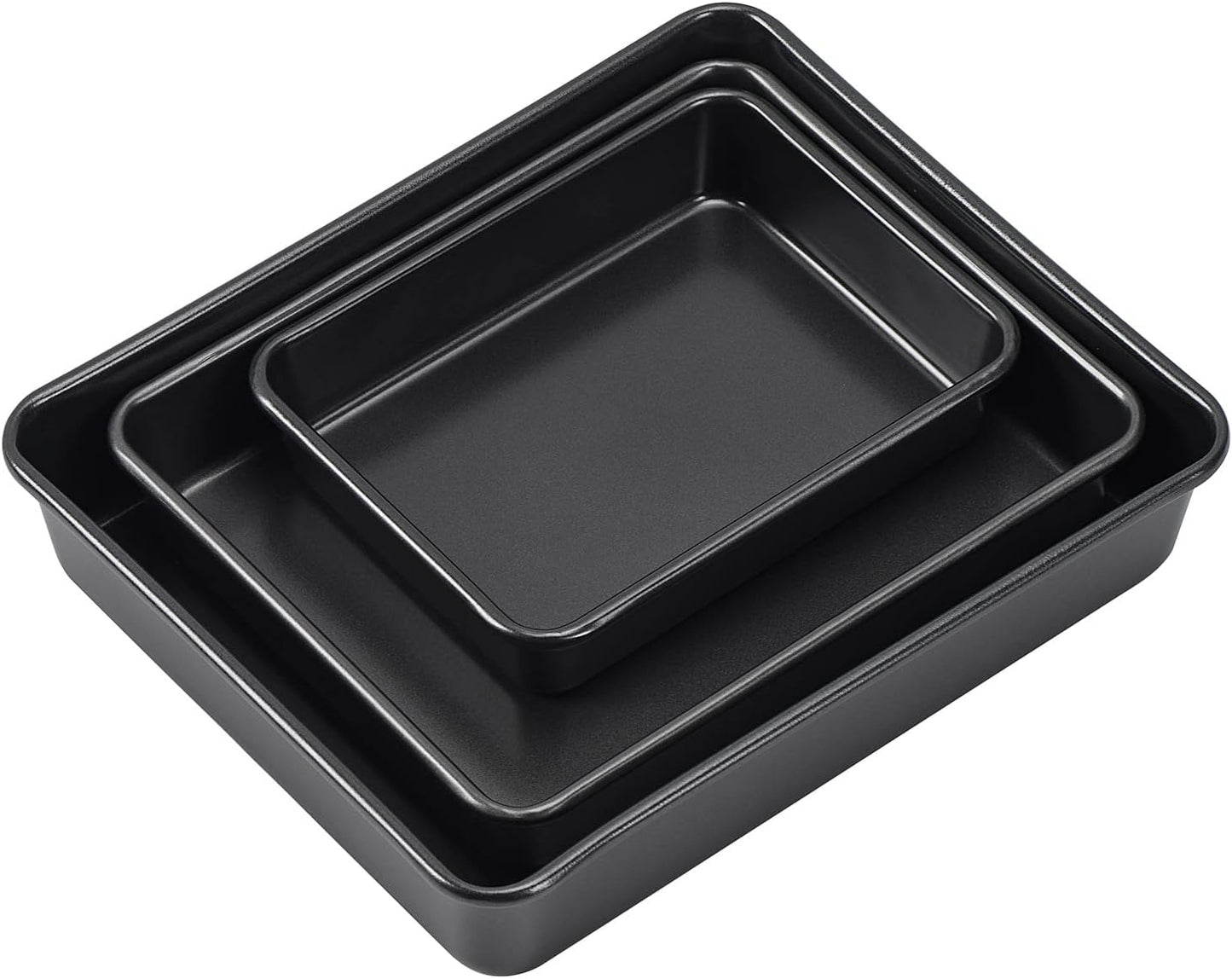 Skiennix Nonstick Roasting Pan Set - 3-Pack Durable Bakeware for Oven | Rectangular Black Design