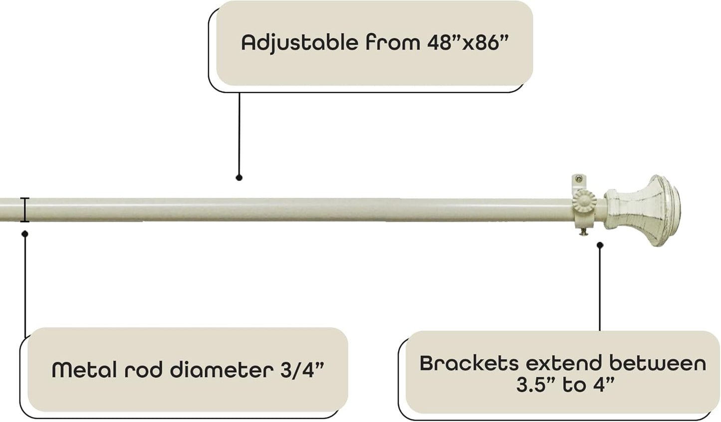Achim Home Decor Buono II Decorative Window Curtain Rods - Lightweight, Easy To Install, 48-86 Inches