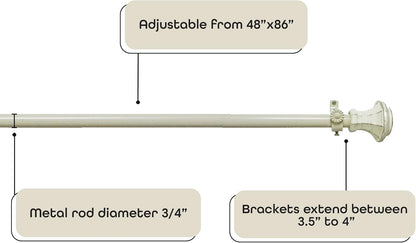Achim Home Decor Buono II Decorative Window Curtain Rods - Lightweight, Easy To Install, 48-86 Inches