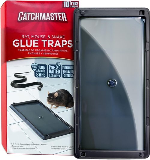 Catchmaster Rat & Mouse Traps - 10 Pack Large Bulk Adhesive Traps for Effective Pest Control