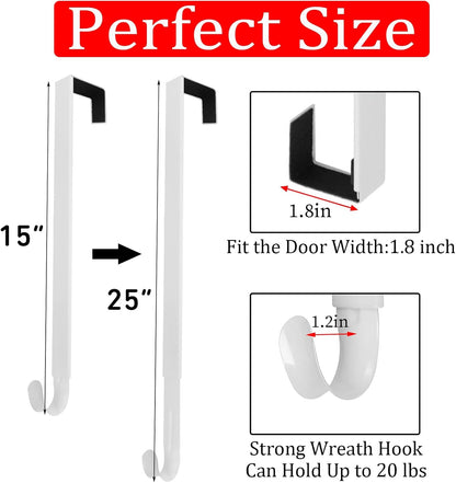 Regine Switzerland Wreath Hanger - Adjustable 15" to 25" for Christmas & Fall Decorations | White