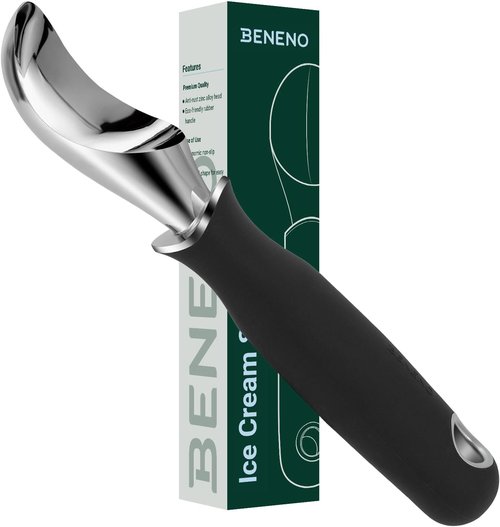 Beneno Ice Cream Scoop - Heavy Duty, Anti-Fracture Design, Comfortable Grip, Dishwasher Safe | Black