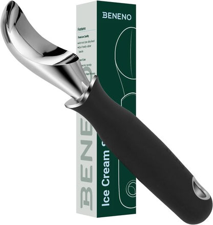 Beneno Ice Cream Scoop - Heavy Duty, Anti-Fracture Design, Comfortable Grip, Dishwasher Safe | Black