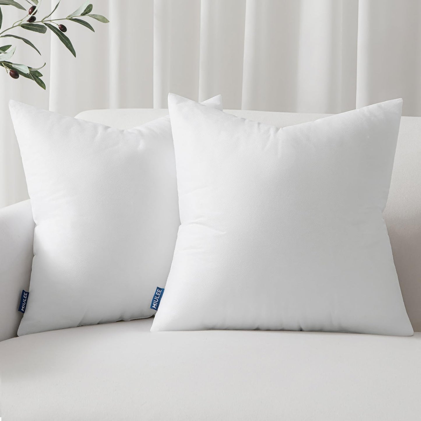 MIULEE Throw Pillow Inserts - Set of 2, 18x18 Inches, 100% Virgin Filling for Couch & Sofa