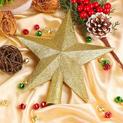Glittered Christmas Star Tree Topper - 4 Inch Gold Shatterproof Ornament