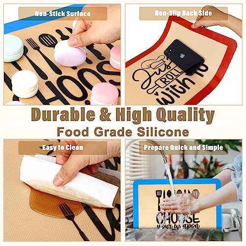 Silicone Baking Mat Set 4 Pieces Non-Stick Oven Liners 16.5 x 11.6 Inches