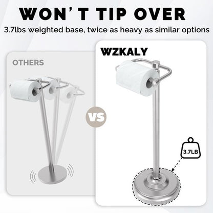 **Regine Switzerland Toilet Paper Holder - Brushed Nickel Free Standing Design with Stable Weighted Base**