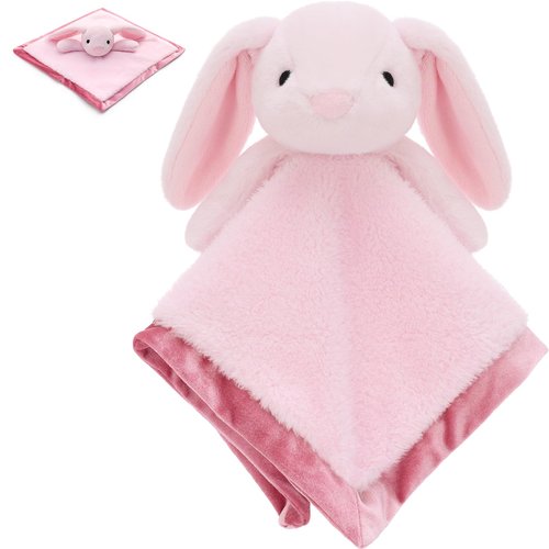 Bunny Loveys for Babies 14" Baby Security Blanket Soft Sunggle Toy for Girls Boys Newborns, Bunny Stuffed Animal Blanket, Ideal Baby Essential Gift
