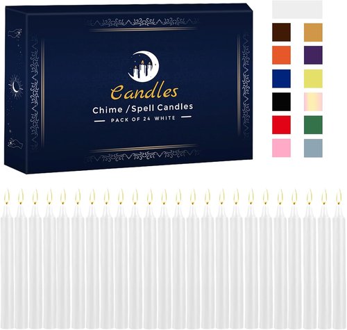 Kunrsug 24 Pack White Spell Chime Candles - Premium Mini Unscented Taper Candles for Rituals | 4 Inch Tall Ideal for Meditation & Altar Use