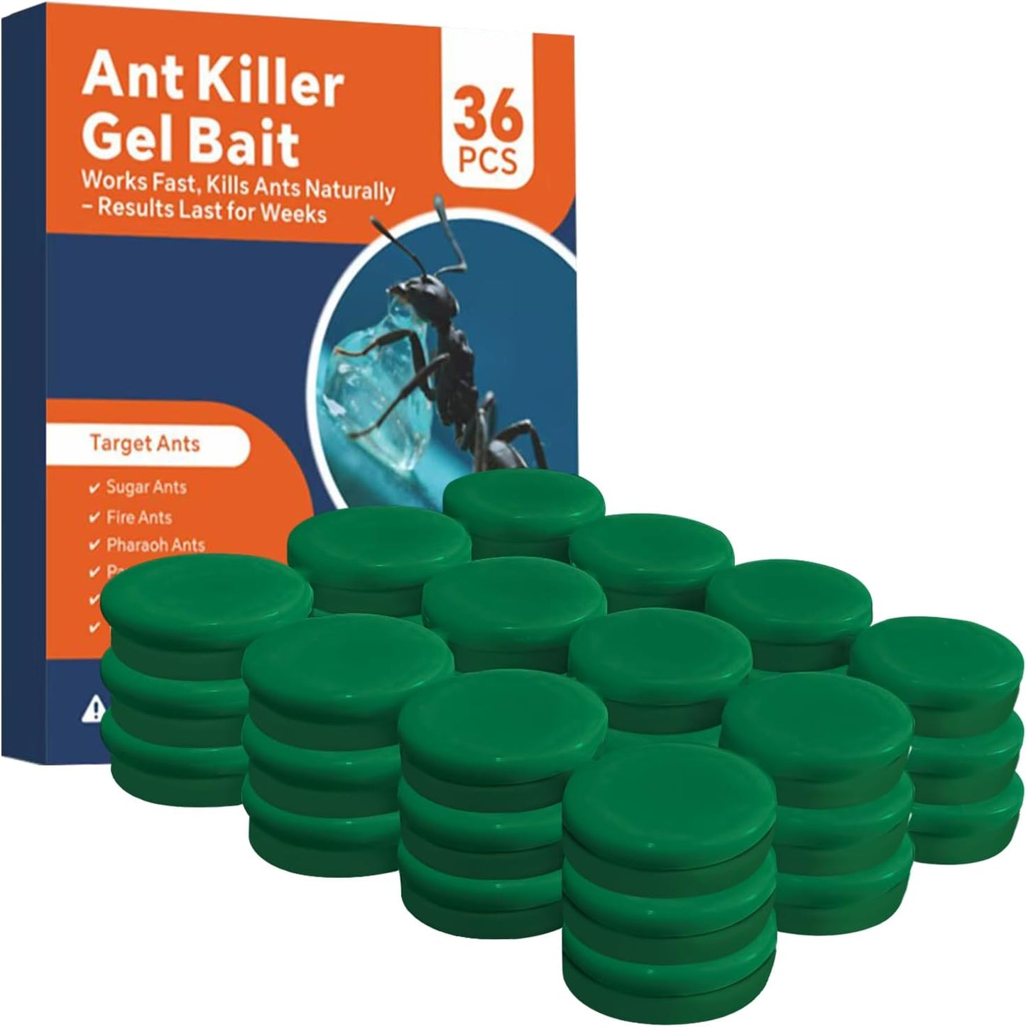 Skiennix Ant Killer Gel Bait Stations - 36 PCS Extra Strength Traps for Carpenter Ants | Safe & Easy to Use