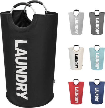 DOKEHOM 90L Large Laundry Basket - Collapsible Freestanding Hamper in Black for Easy Storage
