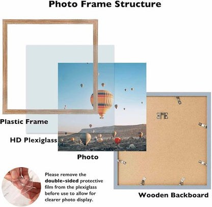JCJMY 13x13 Rustic Brown Picture Frame - Versatile Wall Mounting for Horizontal or Vertical Display