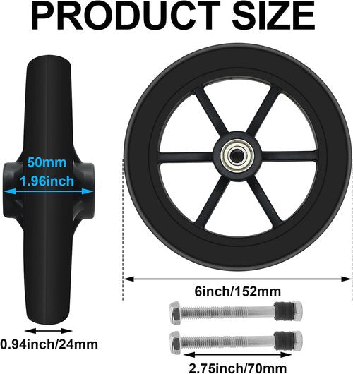 2 PCS 6 Inch Rollator Replacement Wheels Replacement Wheelchair Wheels Anti-Slip Durable