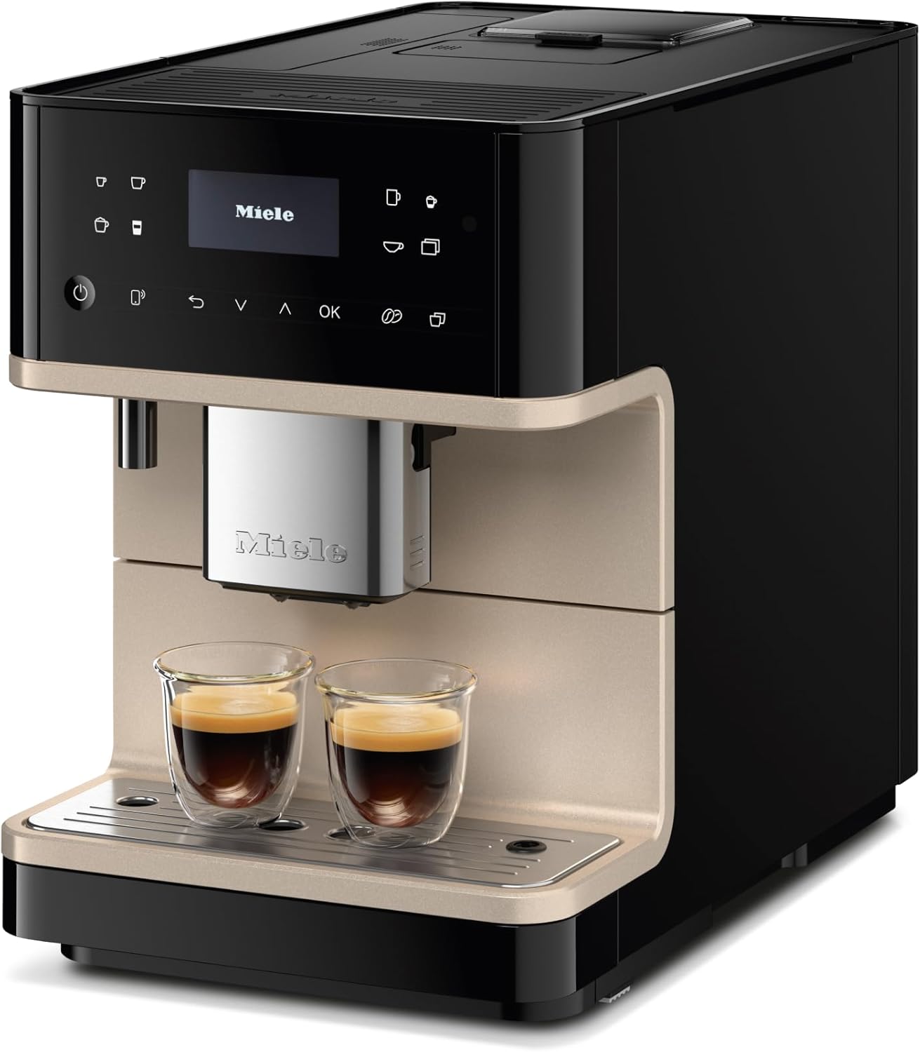 Miele CM 6360 MilkPerfection Coffee Machine - OneTouch for Two, WiFi-Compatible, Obsidian Black CleanSteel