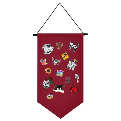Christmas Red Wall Hanging Pin Display Banner - Jewelry Organizer Case for Pins, Earrings & Necklaces