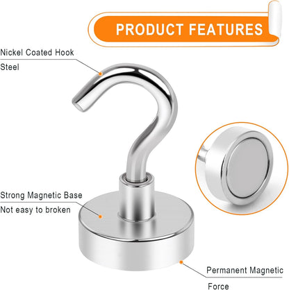 MIKEDE N52 Magnetic Hooks - Heavy Duty 30Lbs Capacity for Outdoor & Indoor Use | Pack of 6