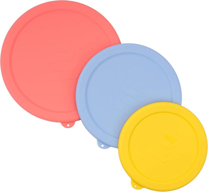 Pyrex Silicone Replacement Lids - Food Grade Covers for 1 Quart, 1.5 Quart & 2.5 Quart Bowls | 3 Pack