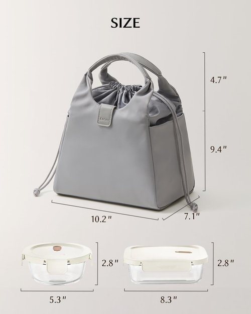 Eachy Insulated Lunch Box - Reusable Tote Cooler Bag for Work, Travel, Camping & Picnics