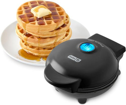 Dash Mini Waffle Maker - Compact Electric Iron for Creative Treats - Easy-to-Clean Nonstick Surface - Black