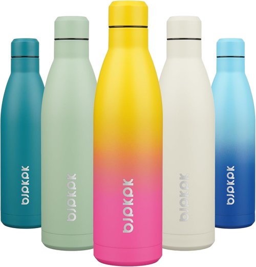 BJPKPK 25oz Insulated Water Bottle - Double Wall Vacuum Stainless Steel | Keeps Drinks Hot & Cold, Rainbow