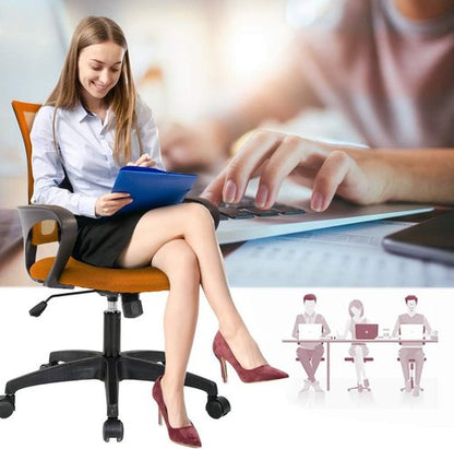 BestOffice Ergonomic Office Chair - Mid-Back Swivel Desk Chair with Lumbar Support & Breathable Backrest - Adjustable Height, Orange, Pack of 2