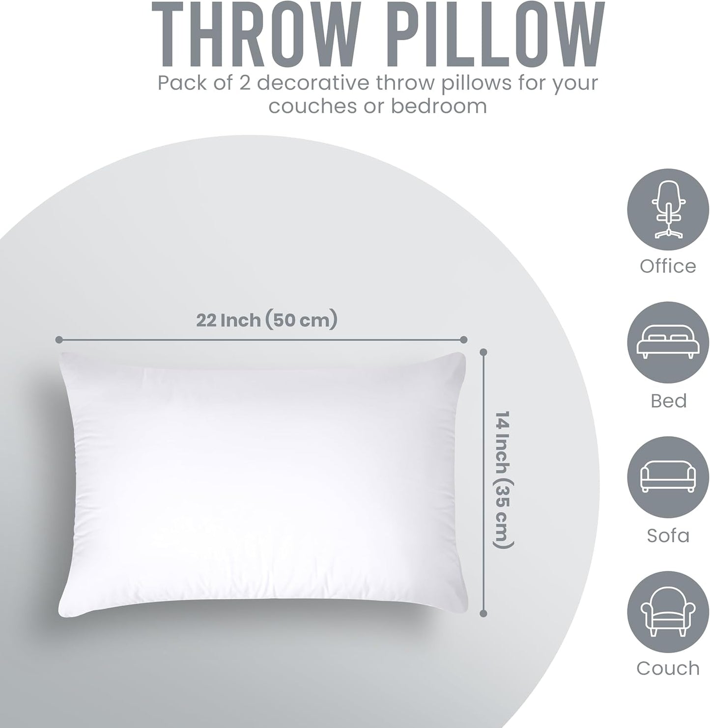 Utopia Bedding Pillow Inserts - Soft & Supportive Decorative Throw Pillows | Set of 2, 14x22 Inches, White