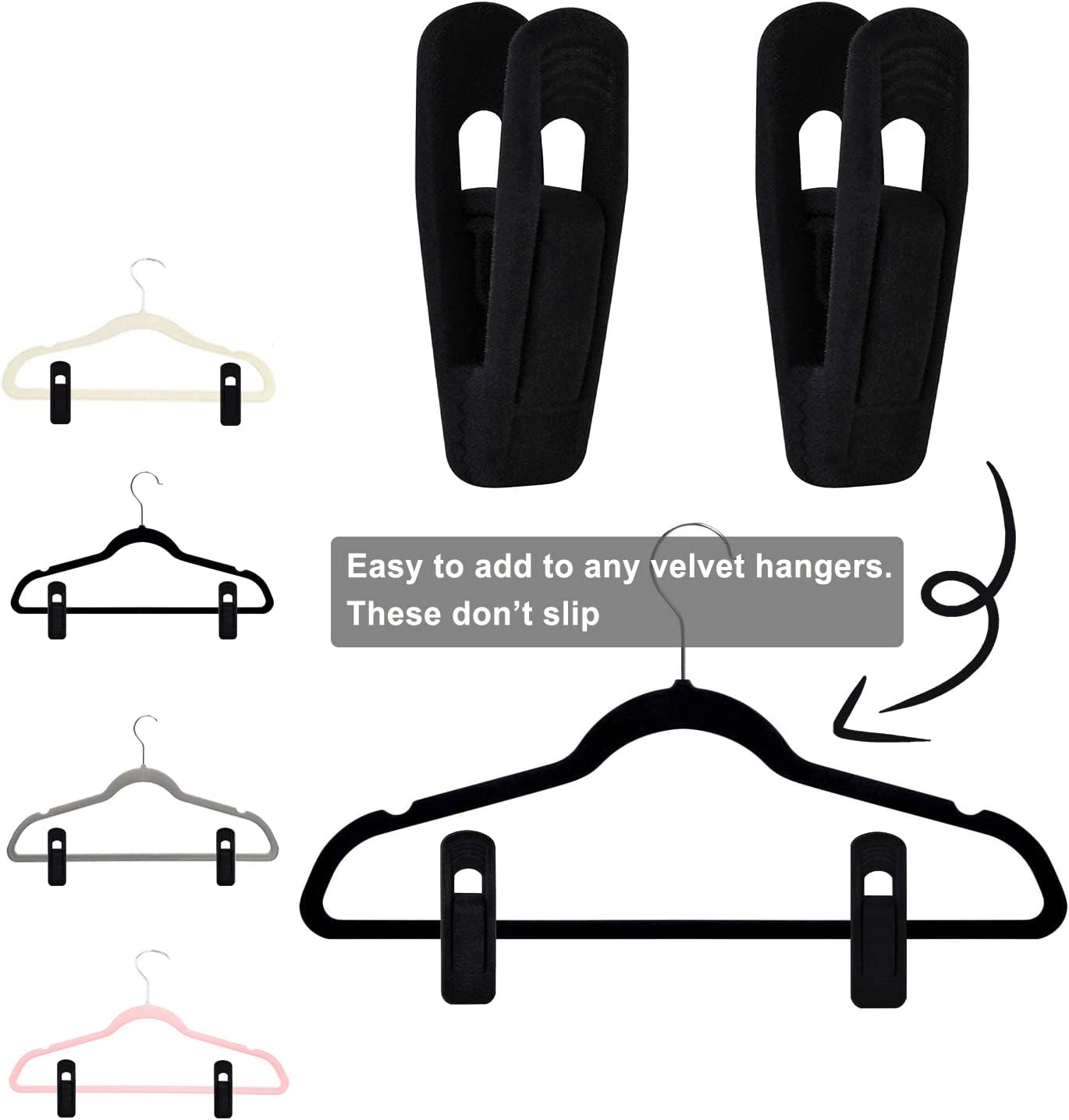 TOFIIGREM Velvet Hangers - 40 PCS Black Clips for Pants, Skirts & Baby Clothes | Durable & Non-Slip