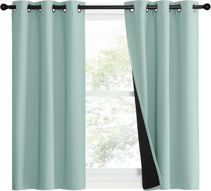 NICETOWN Aqua Blue Blackout Curtain Set - Thermal Insulated Window Draperies for Light Sleepers | 37W x 40L, 2 Panels