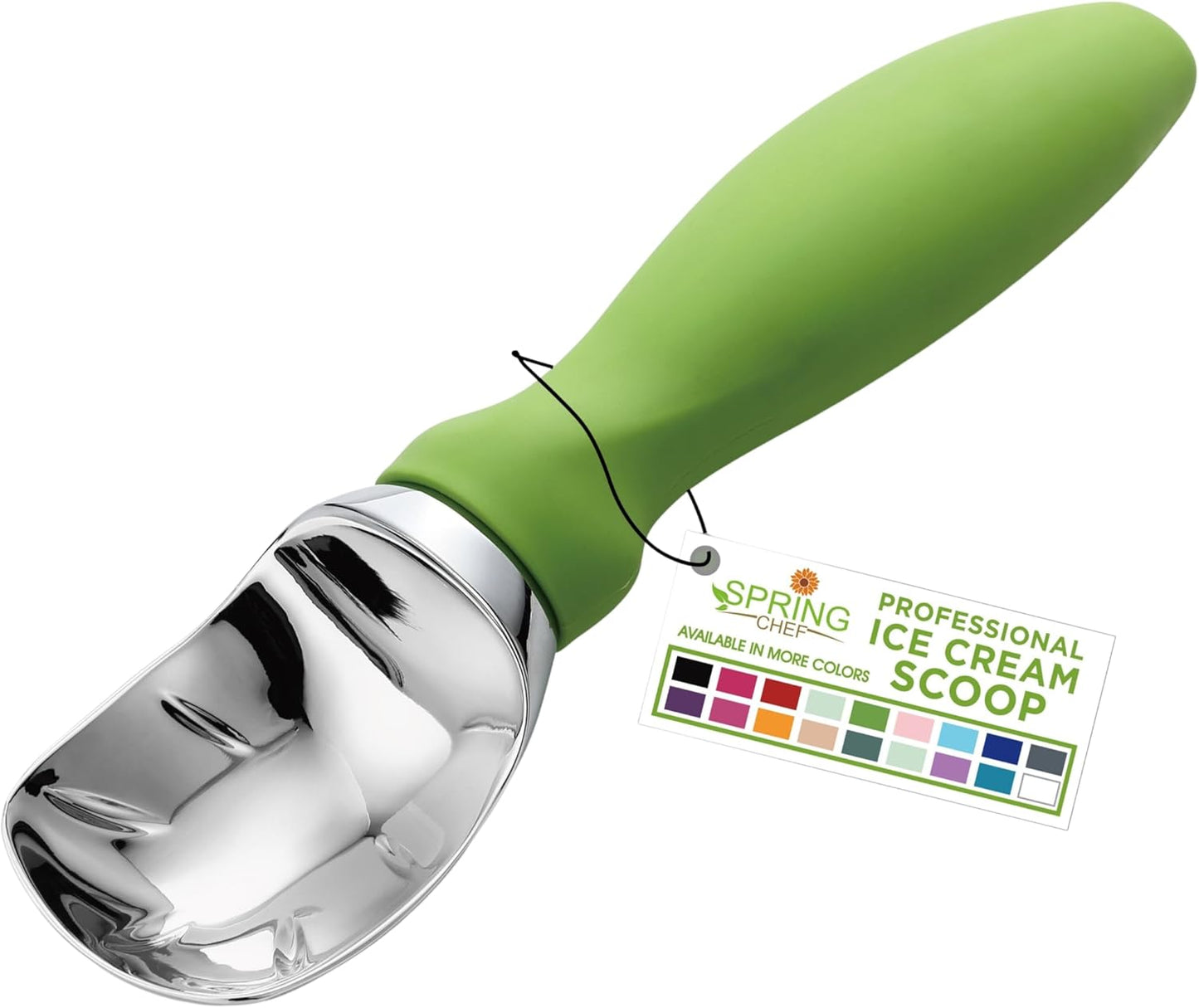 Spring Chef Heavy Duty Ice Cream Scoop - Non-Slip Handle for Easy Serving | Dishwasher Safe Tool