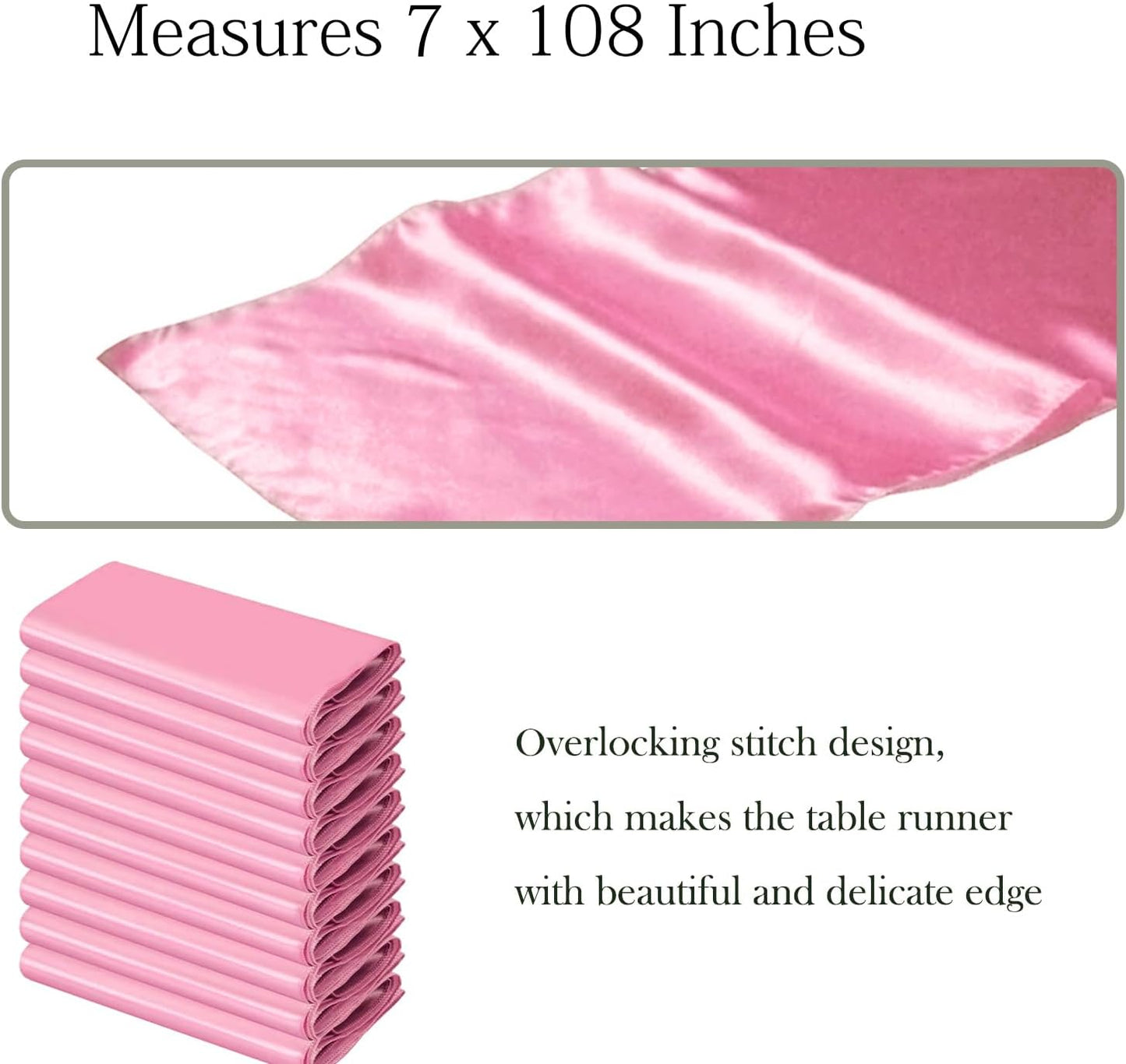 50 Satin Chair Sashes by [Brand Name] - Elegant Pink Chair Bows for Weddings & Parties | 7x108 Inches