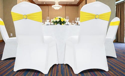 MDS Spandex Chair Sashes - Universal Fit Elastic Stretch Bands with Slider Bow | Pack of 250 - Yellow